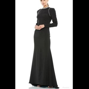 Mac Duggal Gown Ieena Mac Duggal Black High Neck Long Sleeve Evening Gown Size 2